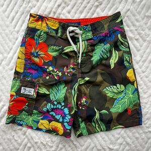 Polo Ralph Lauren Boys Size 5 Swim Trunks Tropical Floral Board Shorts